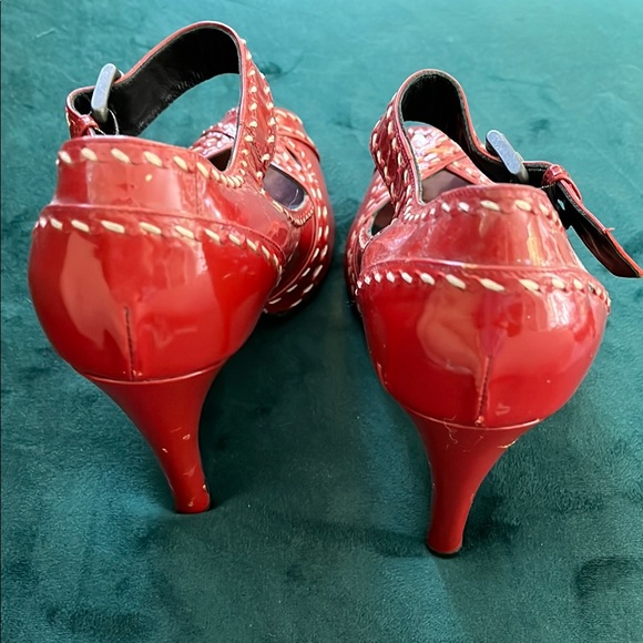 Bottega Veneta Red Mary Jane Heels Size 8 - Picture 5 of 12
